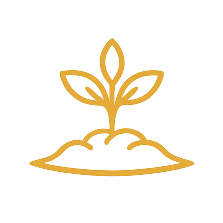 An icon of a young plant with three leaves growing from the ground.