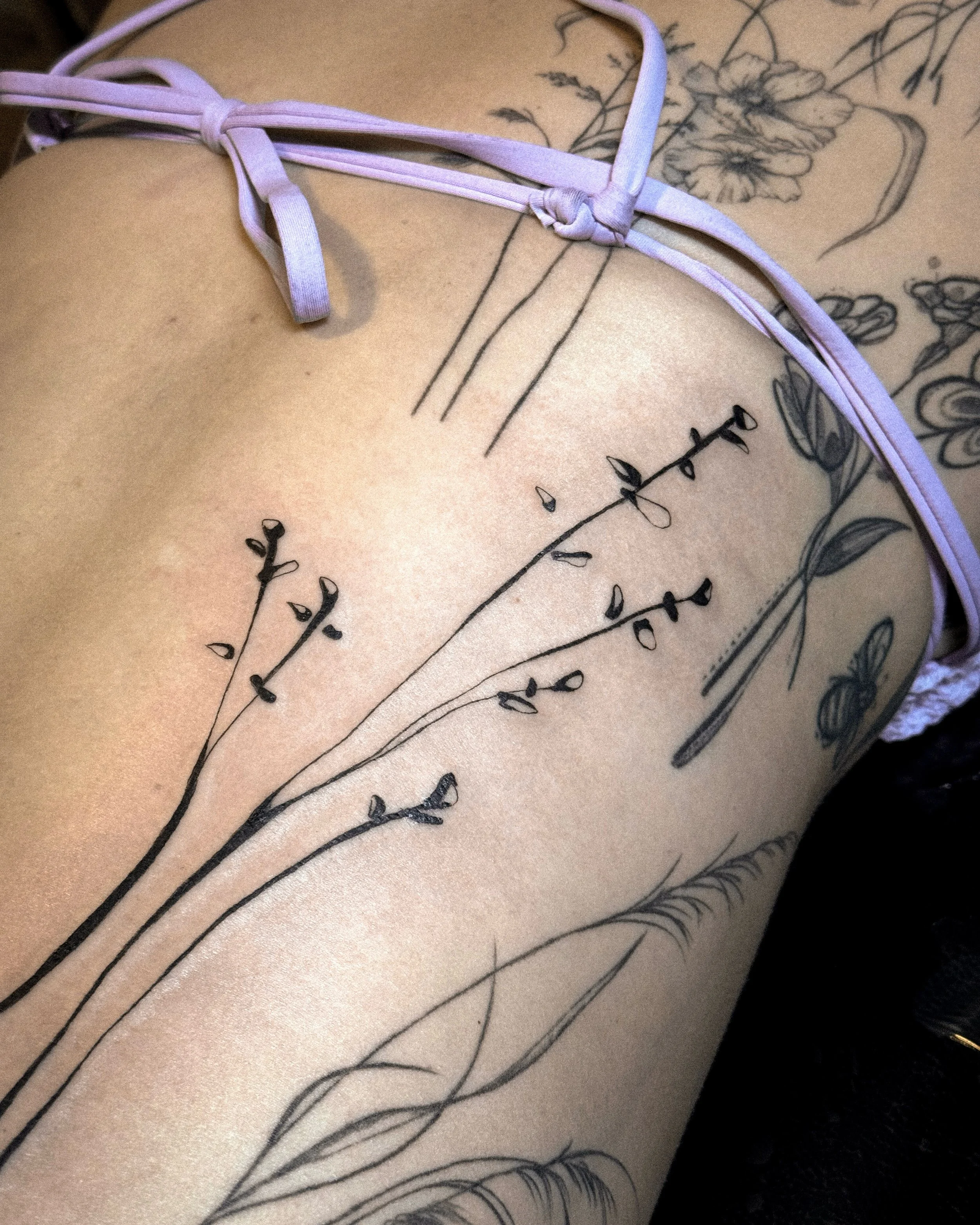 abstract wild grass 🌾 this was a custom design to add to the other wonderful nature themed pieces on Claires back, thank you for your trust!

made in Brighton @goodcompany.tattoo 

to BOOK A TATTOO or simply get a quote
DM or book via my website www
