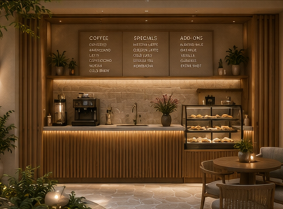 Warm, welcoming café at Canopy featuring specialty coffee, fresh pastries, comfortable seating, and a community gathering space designed to encourage connection and wellness.