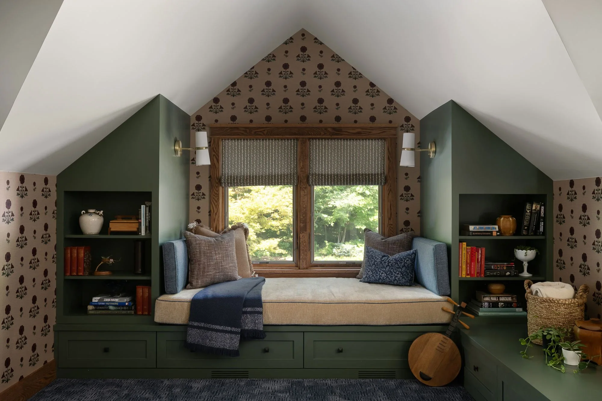 Craftsman Guesthouse Image of a window with cabinetry built in