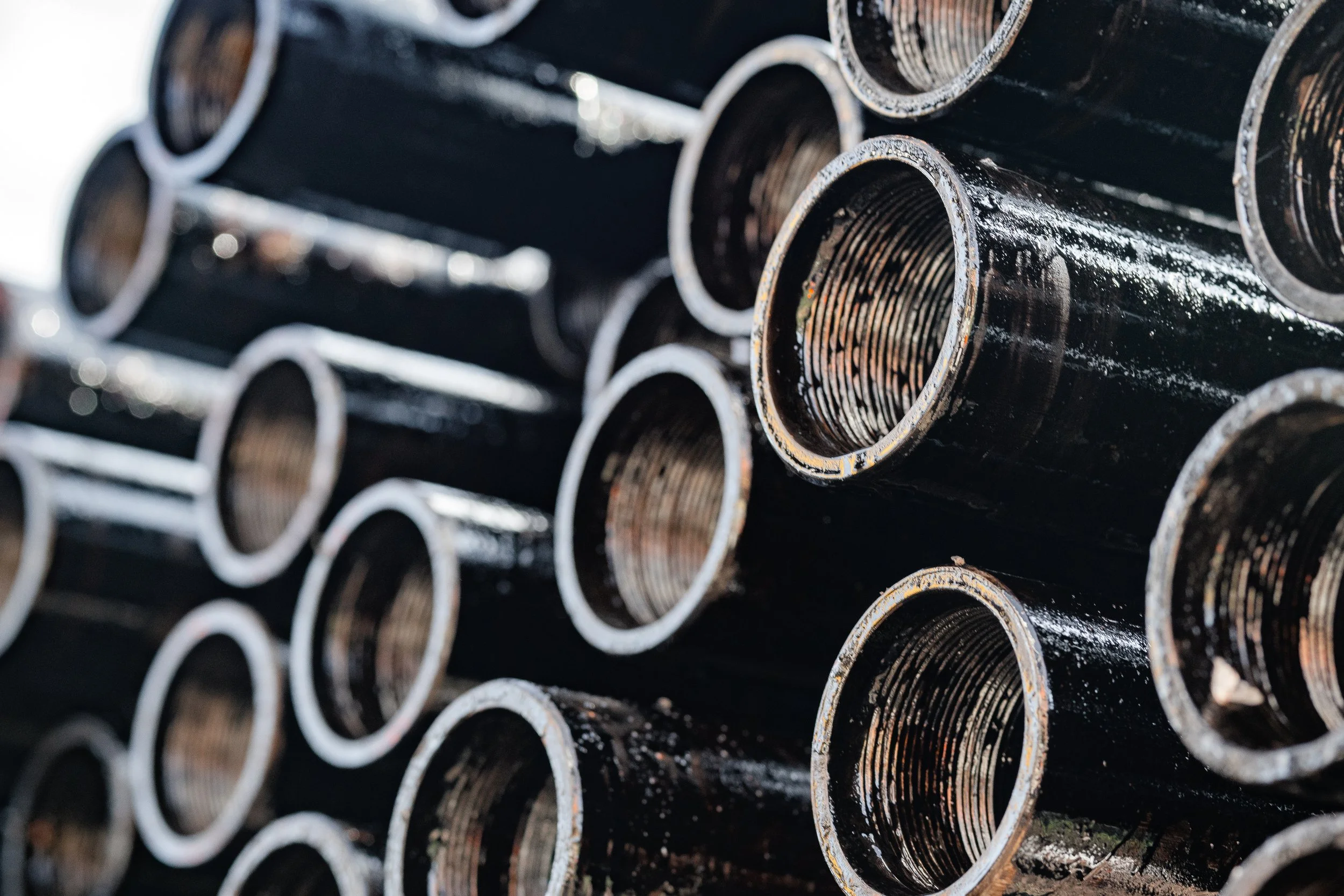 Pipes with oil on them