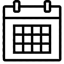 A simple icon of a calendar with a grid of days.
