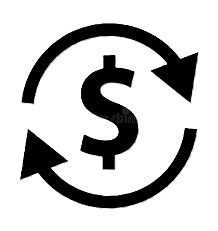 Outline of a Circle with a dollar sign ($) inside and a large number 2 nearby, all in white on a black background.