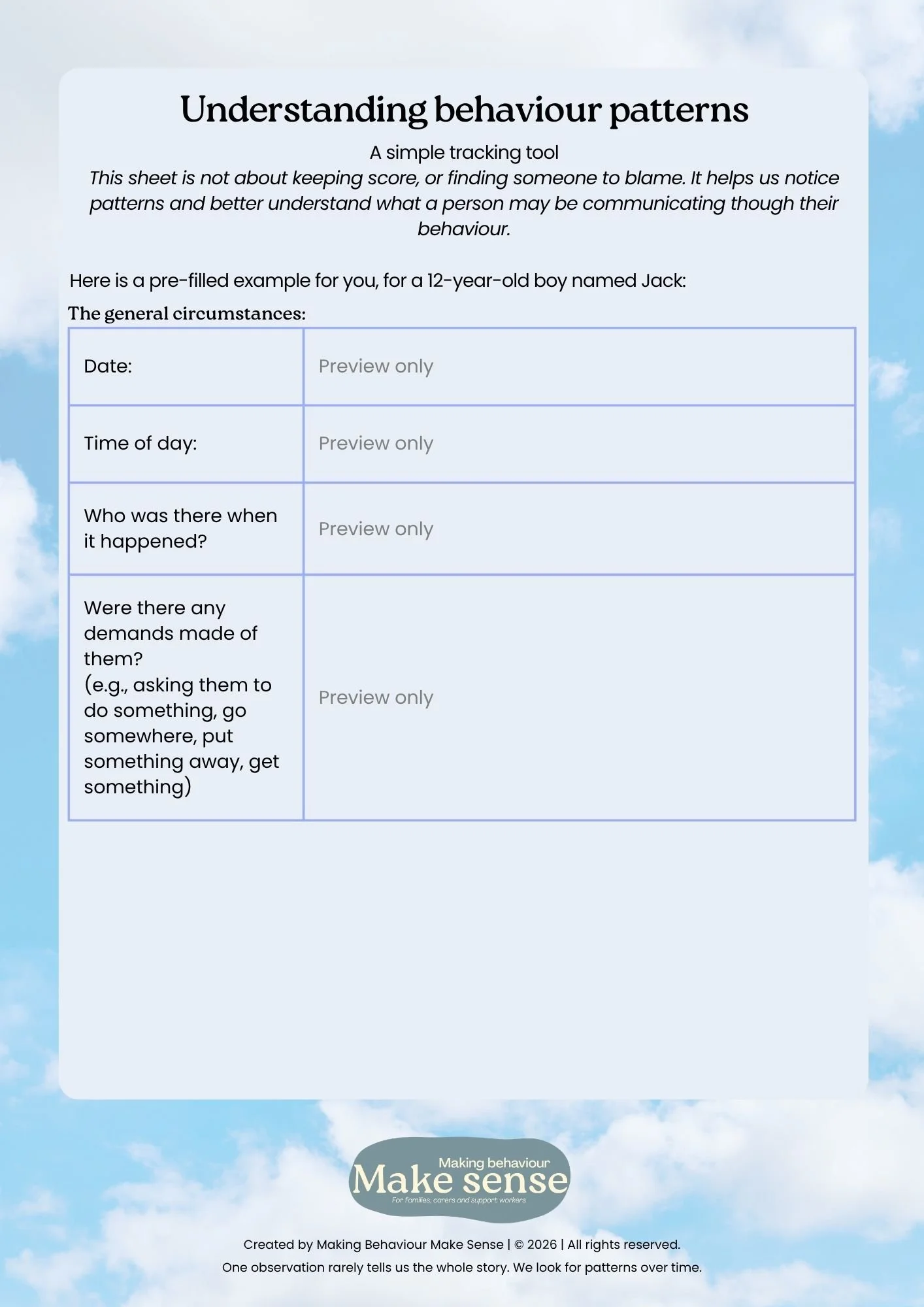 Understanding Behaviour Patterns: A Simple Behaviour Tracking Tool for Families