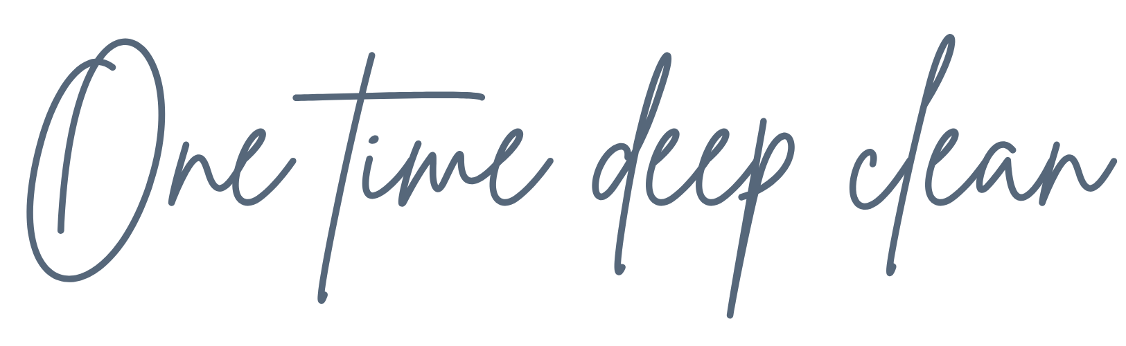 The phrase 'One time deep clean' written in elegant, cursive handwriting.