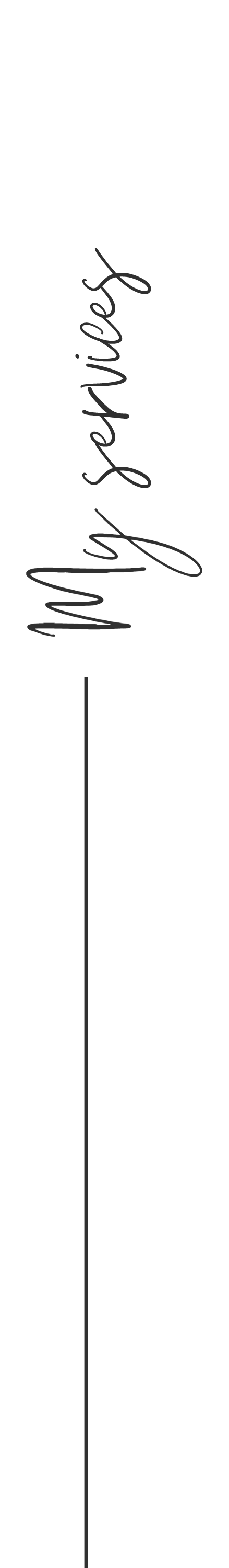 Vertical black background with the phrase 'my favorites' written in cursive, light gray font.