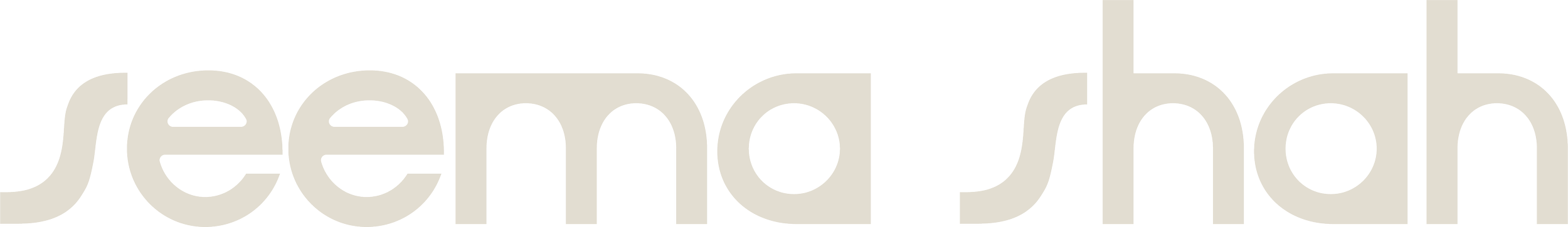 Close-up of the logo for Seemly Shop in beige on a transparent background.