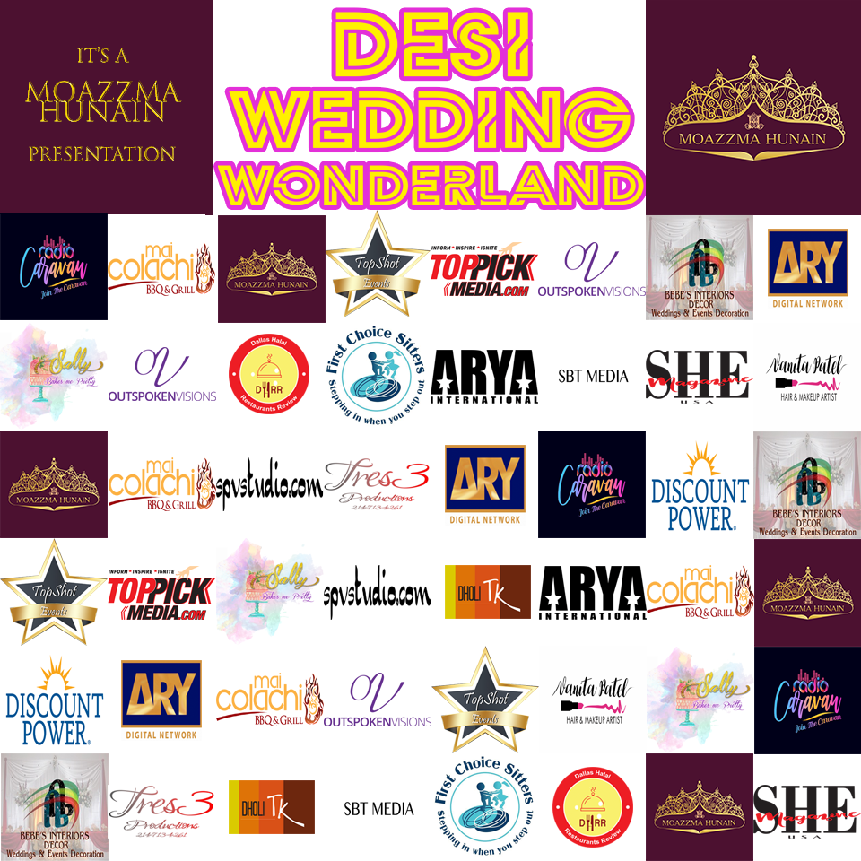 Moazzma Hunain Entertainment in Dallas, TX, logos of sponsors and event organizer Moazzma Hunain 