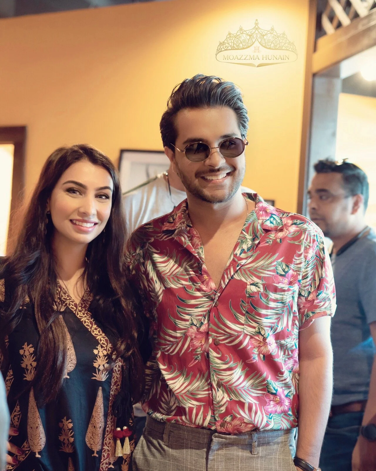 Moazzma Hunain and Asim Azhar at the press conference for the show The Grand Eid Village, organized by Moazzma Hunain of Moazzma Hunain Entertainment in Dallas, TX in 2019