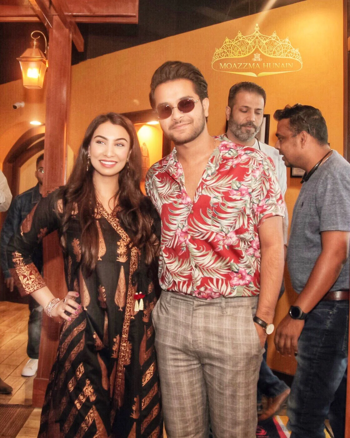 Moazzma Hunain and Asim Azhar at the press conference for the show The Grand Eid Village, organized by Moazzma Hunain of Moazzma Hunain Entertainment in Dallas, TX in 2019