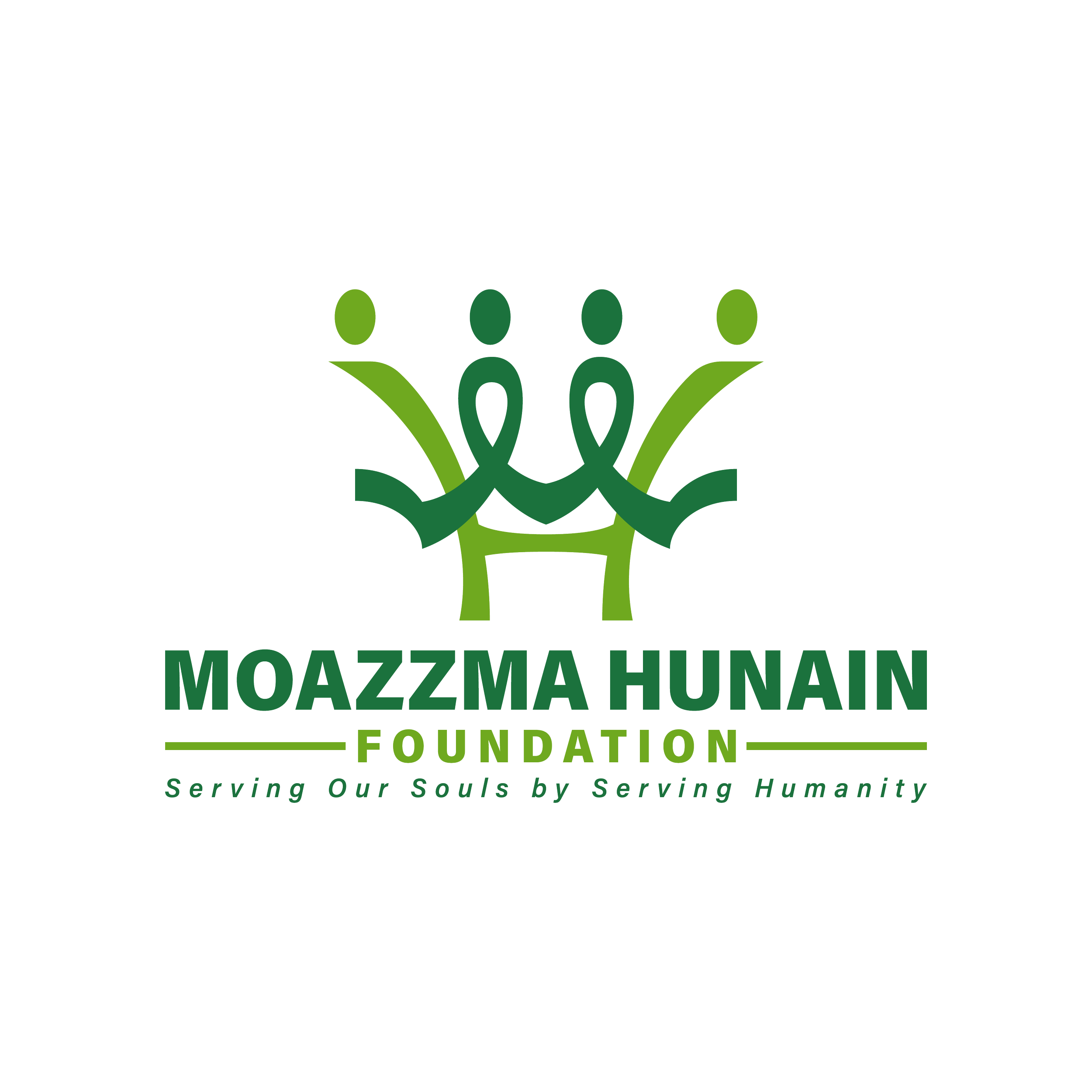 Logo for Mazzam Human Foundation with a green and white tree and the foundation's name and tagline.