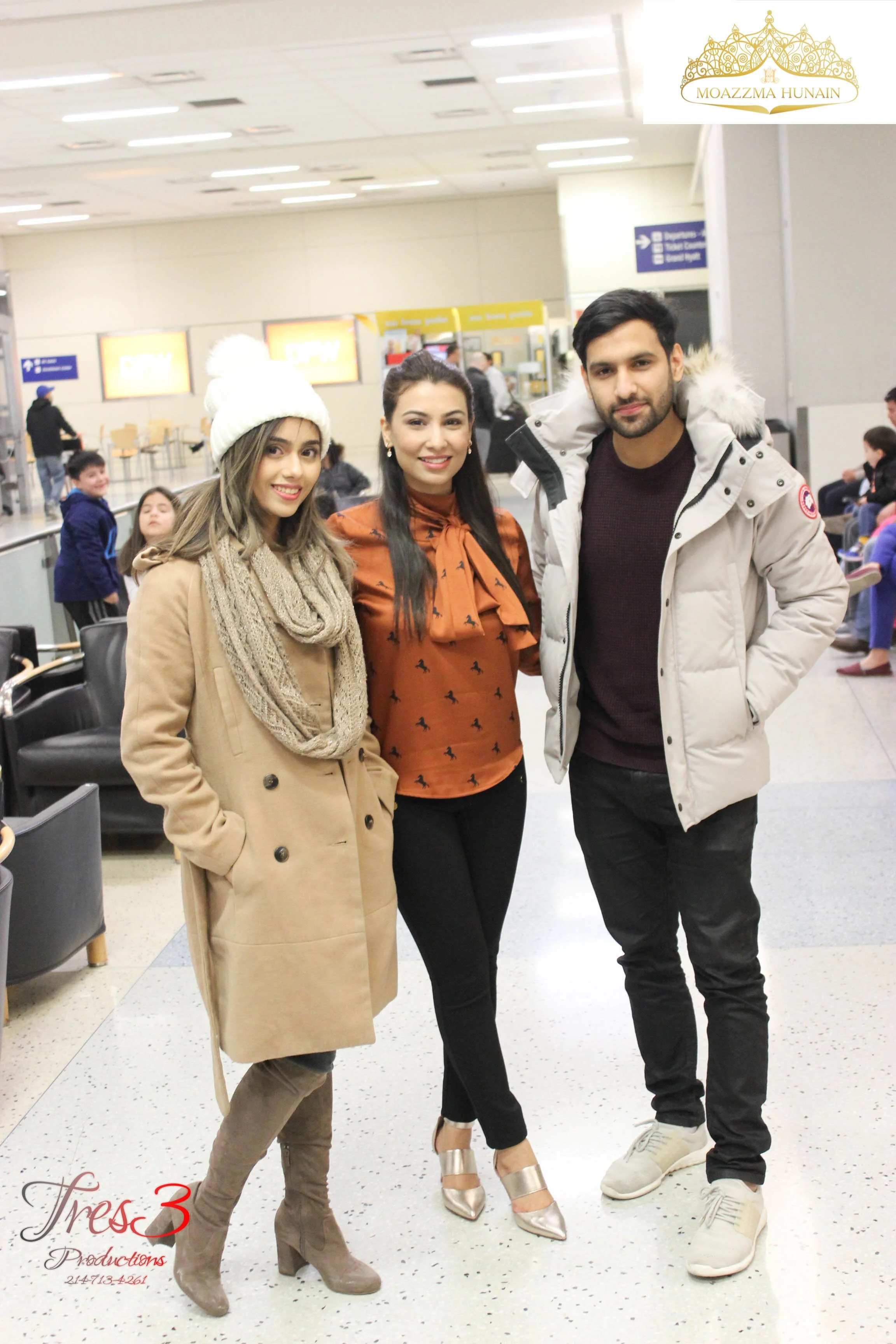 Moazzma Hunain of Moazzma Hunain Entertainment with Zaid AliT and Yumnah AliT in Dallas, TX for her show Desi Wedding Wonderland. 