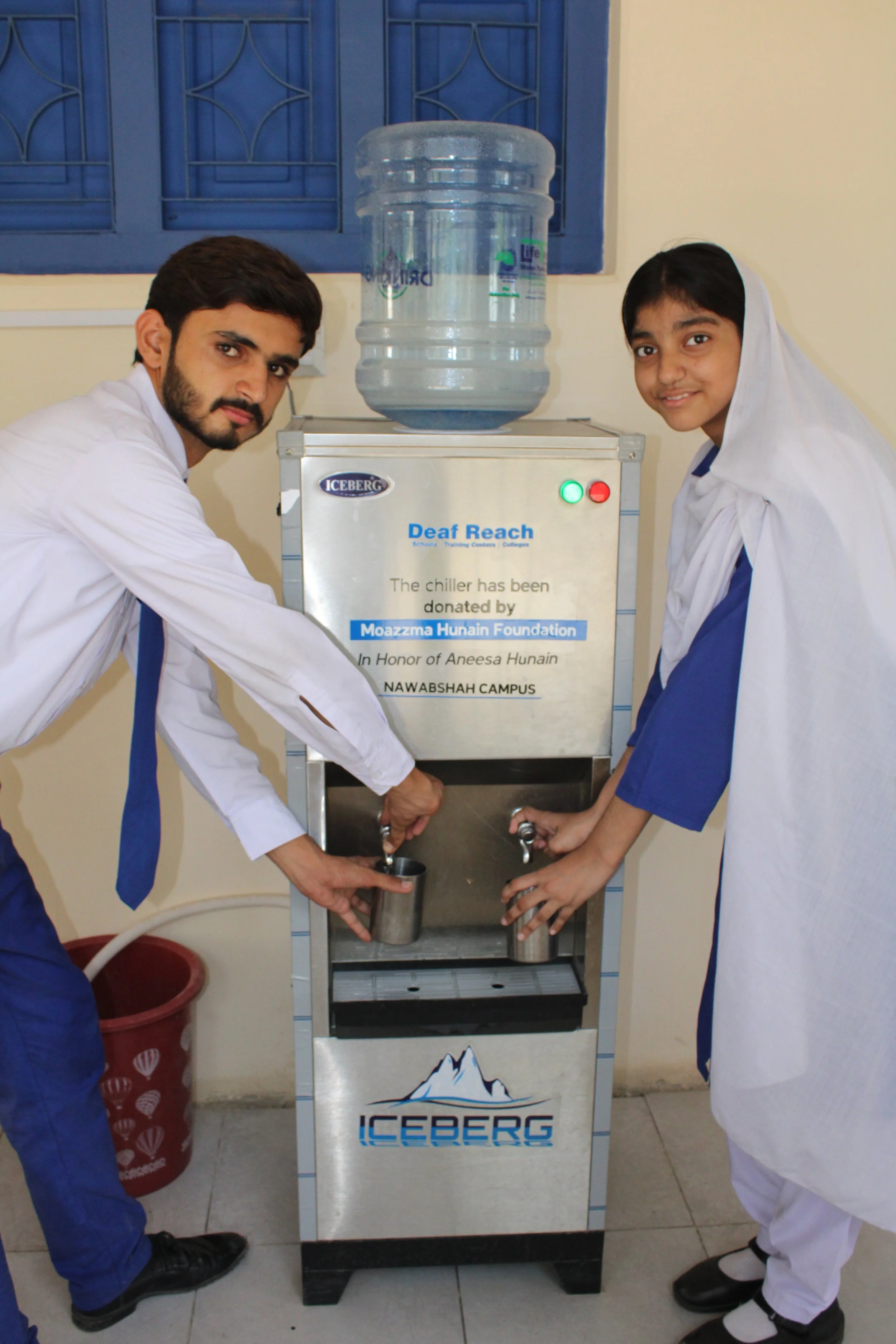 Moazzma Hunain Foundation- impact in Pakistan for Dead Reach Campuses across Pakistan. Donated water chillers for multiple campuses