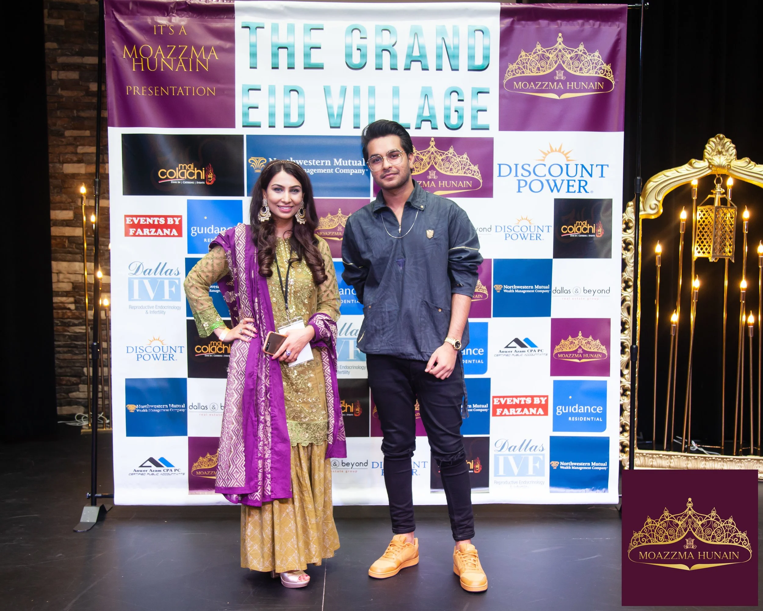 Moazzma Hunain and Asim Azhar at the show The Grand Eid Village organized by Moazzma Hunain of Moazzma Hunain Entertainment in Dallas, TX in 2019