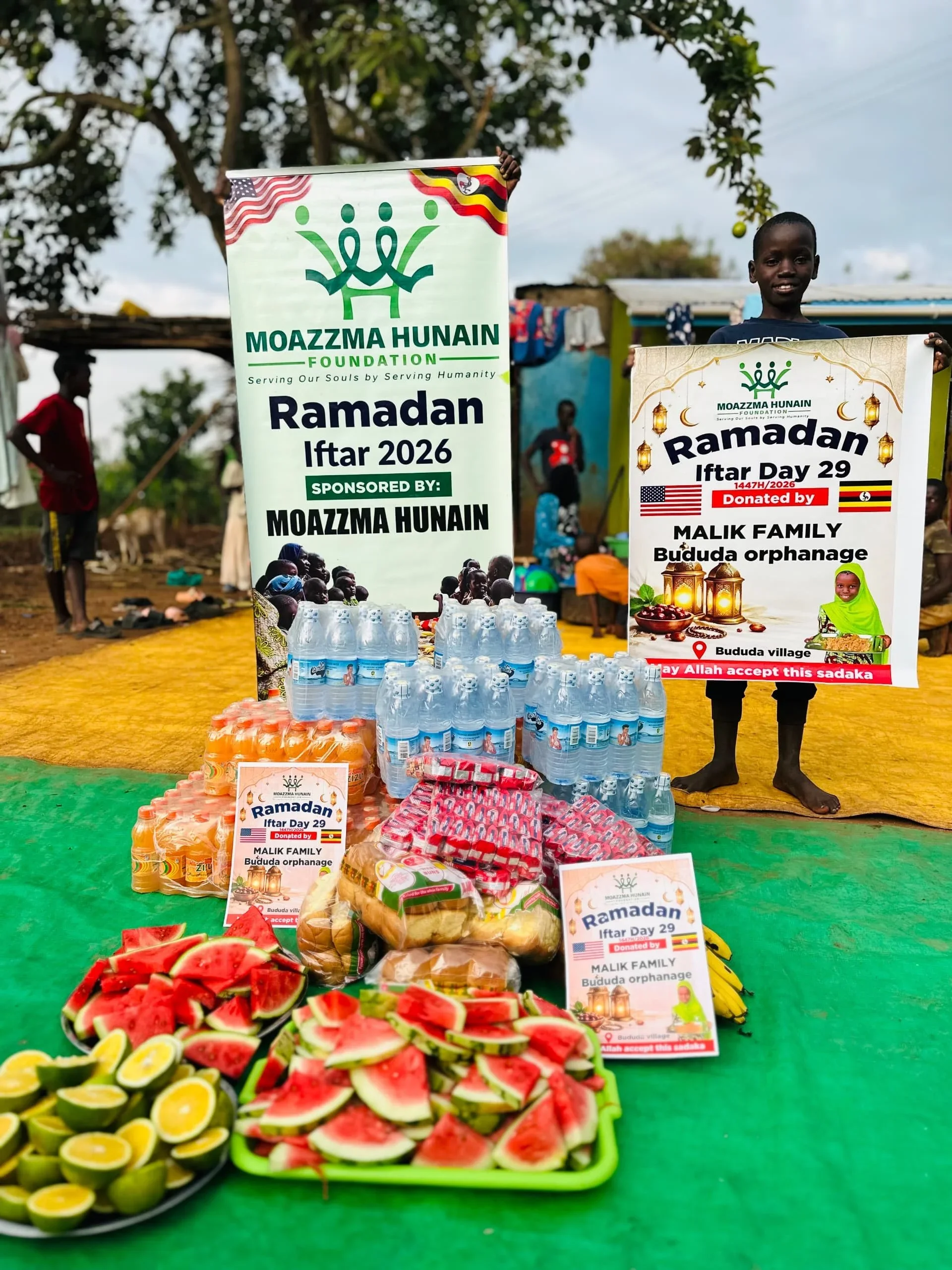 Moazzma Hunain Foundation- impact in Uganda - distrubutes Iftar meals to orphans and widows in the Holy Month of Ramadan