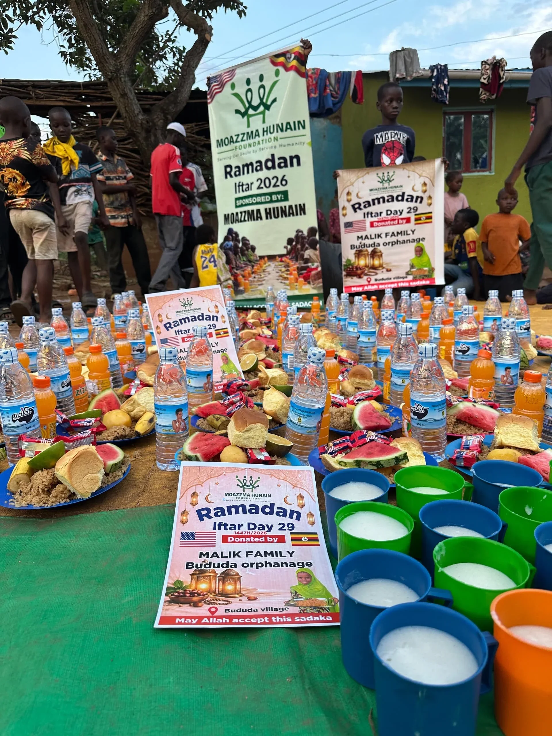 Moazzma Hunain Foundation- impact in Uganda - distrubutes Iftar meals to orphans and widows in the Holy Month of Ramadan