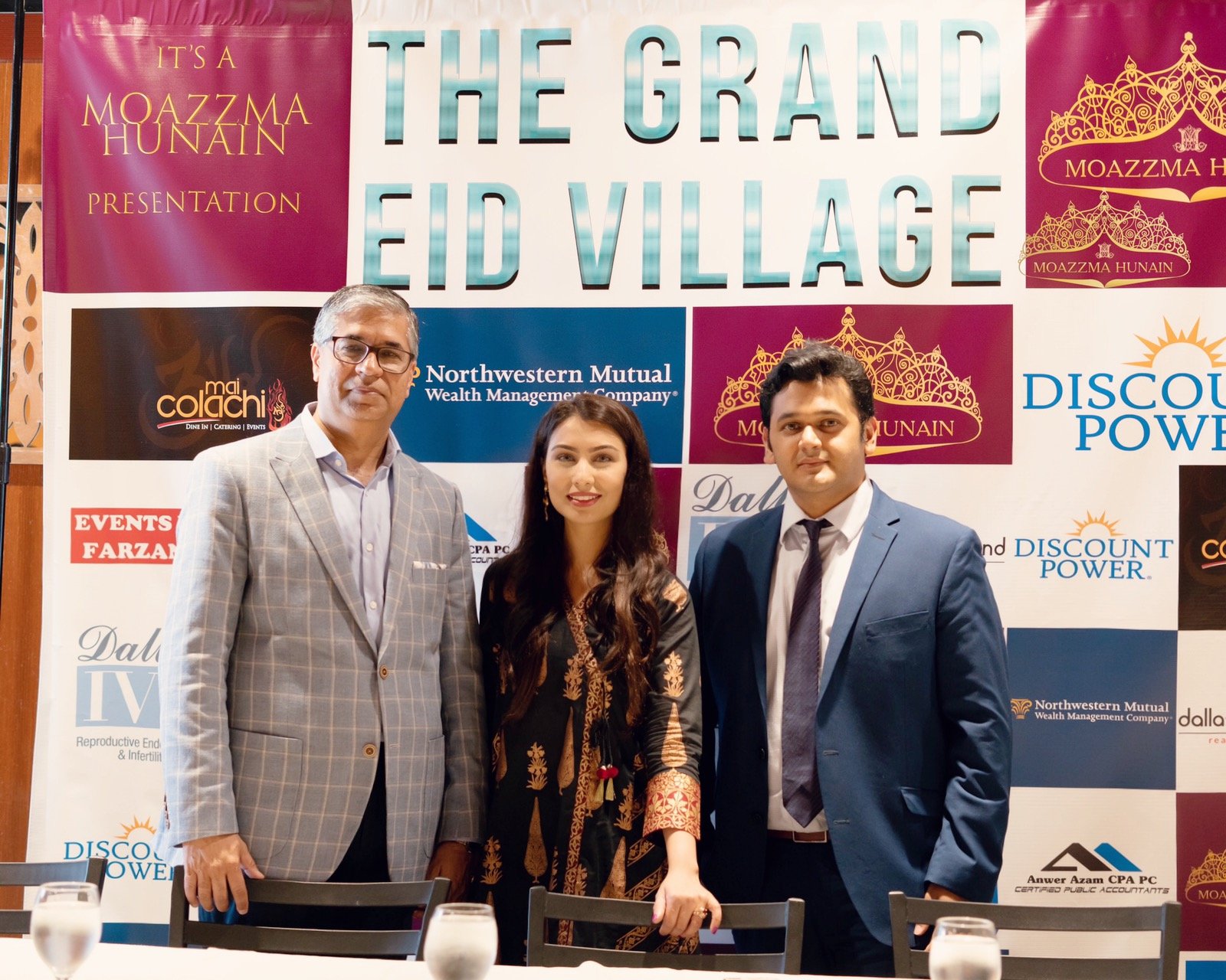 Moazzma Hunain and team at the press conference for the show The Grand Eid Village, organized by Moazzma Hunain of Moazzma Hunain Entertainment in Dallas, TX in 2019