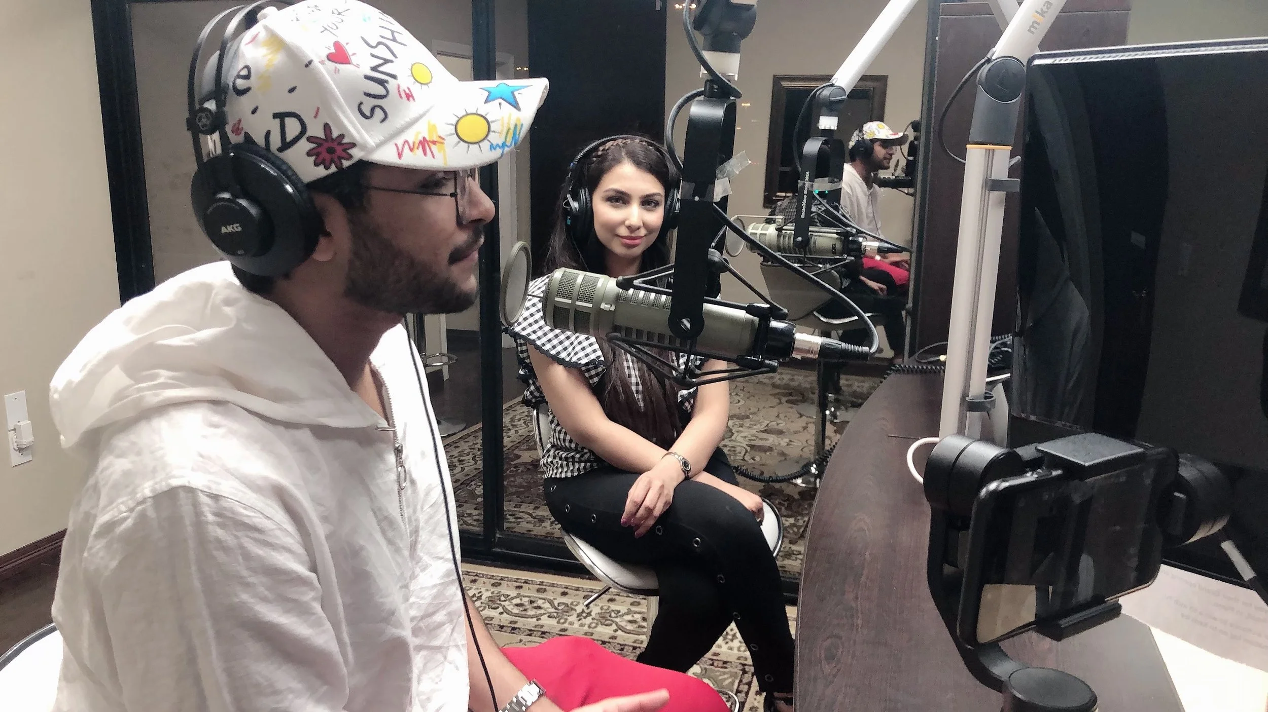 Moazzma Hunain and Asim Azhar radio interview  for the promotion of the show The Grand Eid Village, organized by Moazzma Hunain of Moazzma Hunain Entertainment in Dallas, TX in 2019