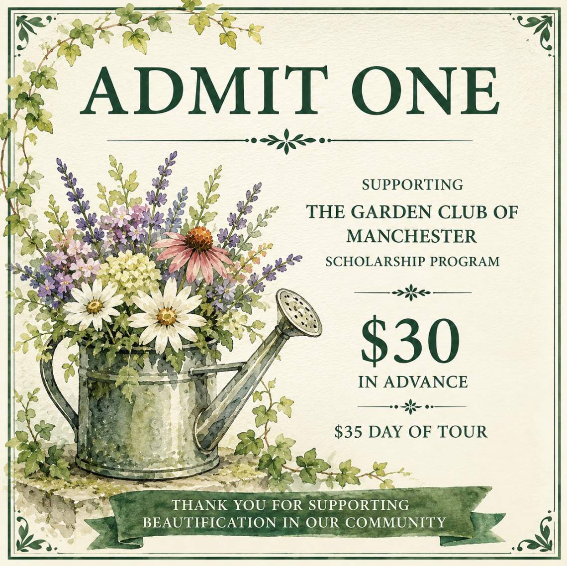 2026 Annual Garden Club of Manchester  Garden Tours