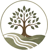 Tree with digital technology icons and data streams