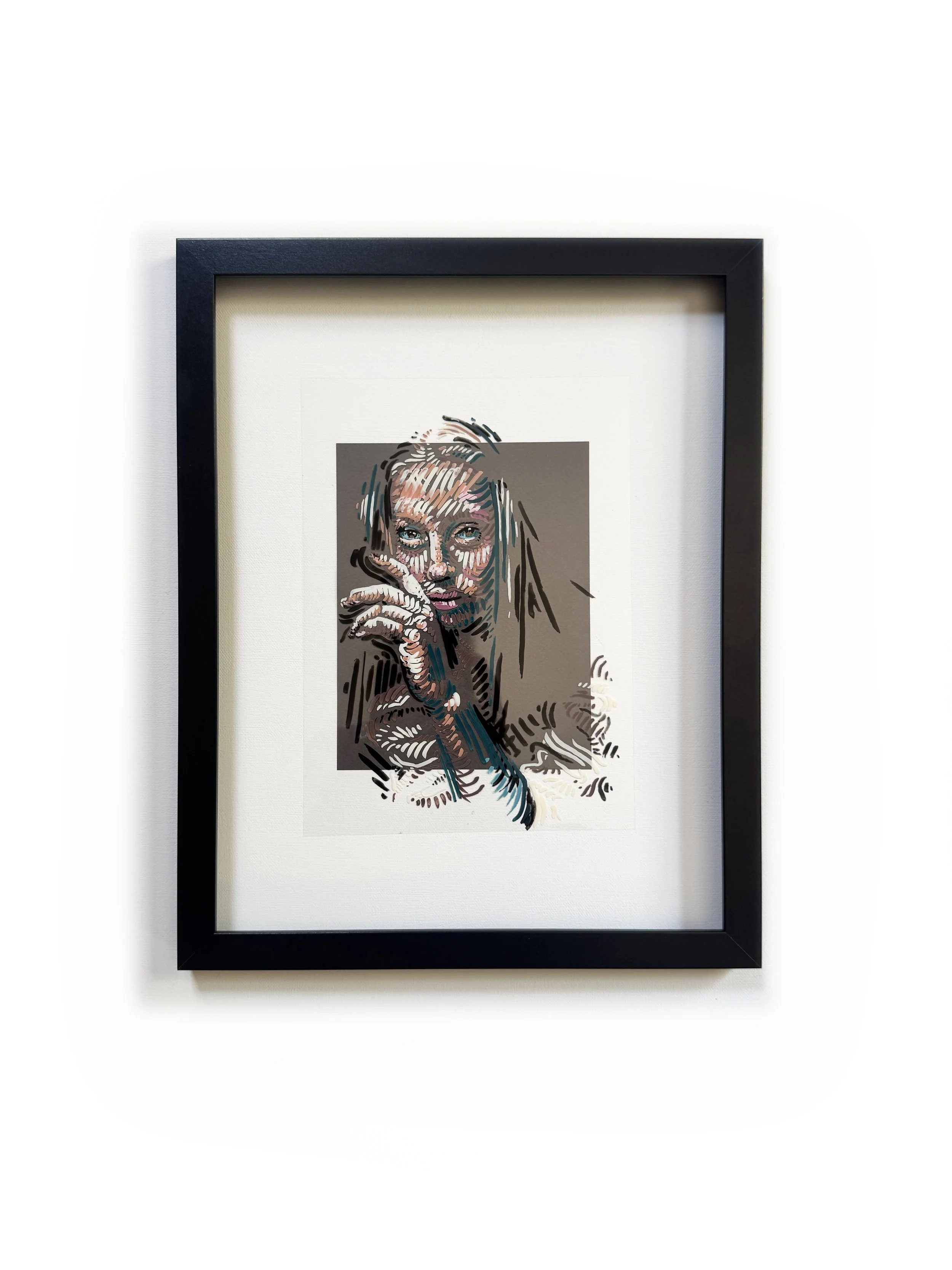 "Shift Line No. 9 " Acrylic on Acetate. 11" x 14"