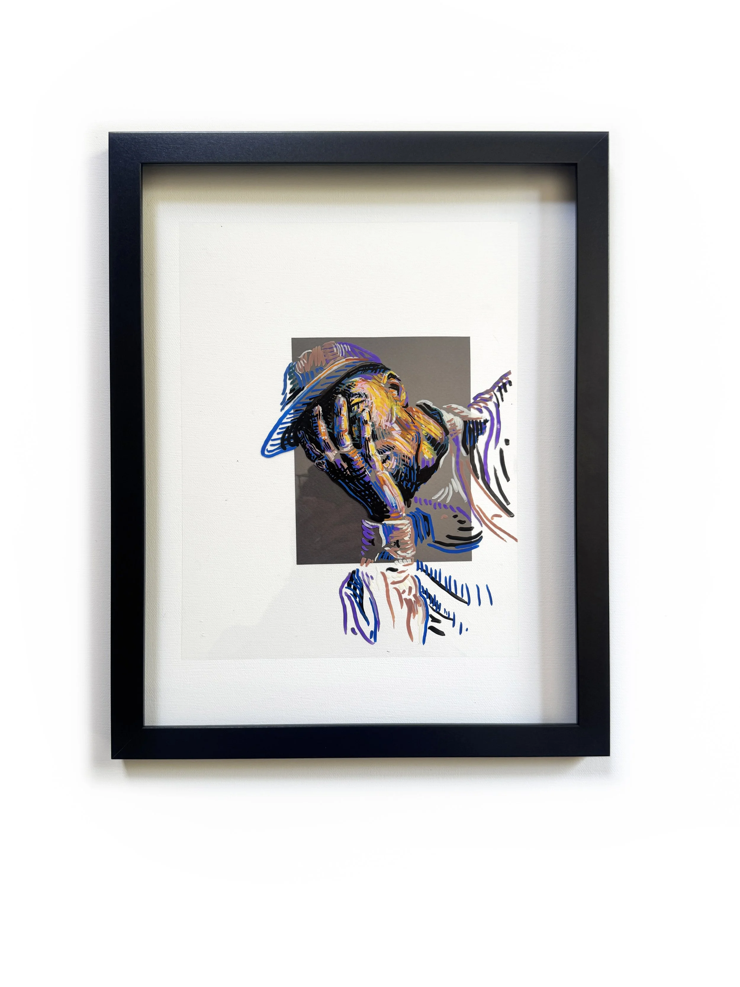 "Shift Line No. 5 " Acrylic on Acetate. 11" x 14"