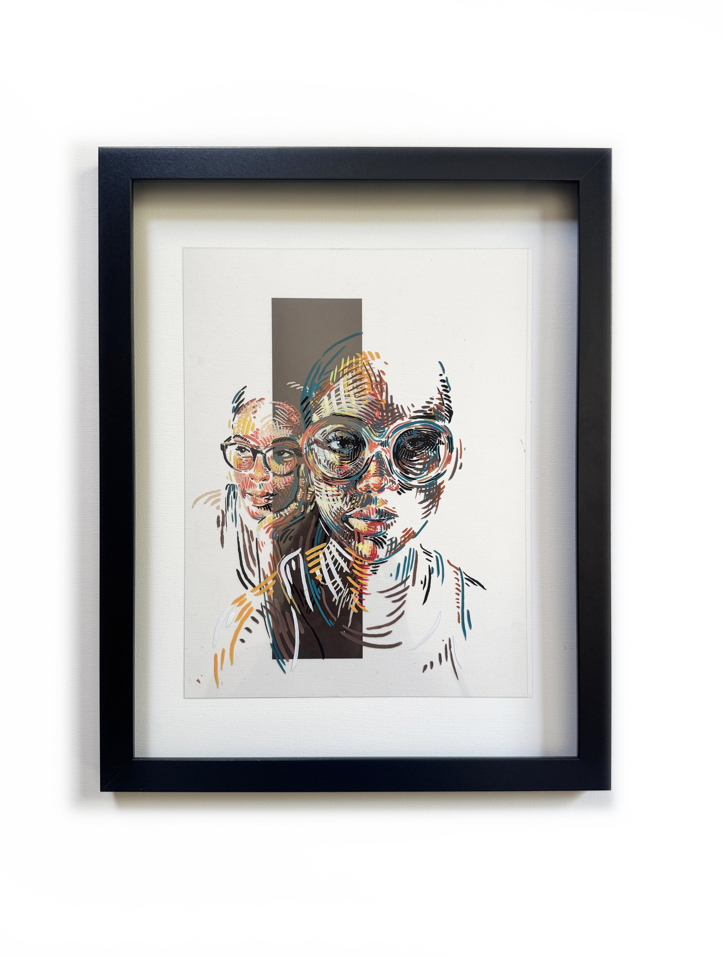 "Shift Line No. 13" Acrylic on Acetate. 11" x 14"