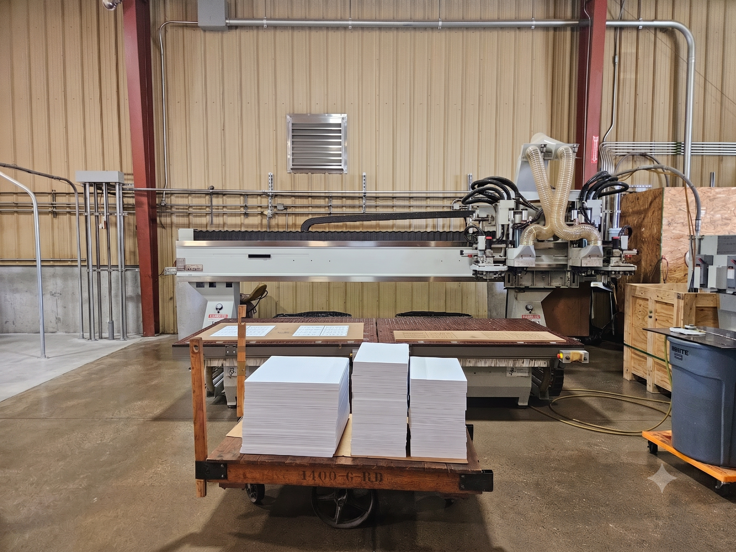 CNC router with finished plastic parts ready for shipping Northwood Ohio