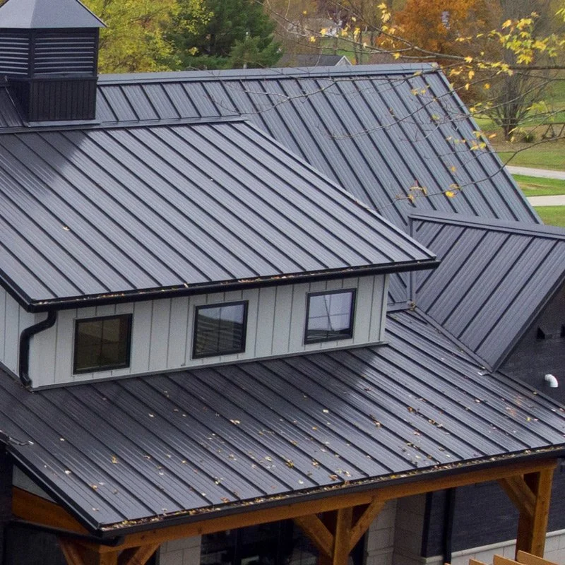 A house with metal roof.