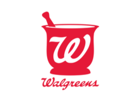 Walgreens logo featuring a red mortar and pestle with the Walgreens name underneath.