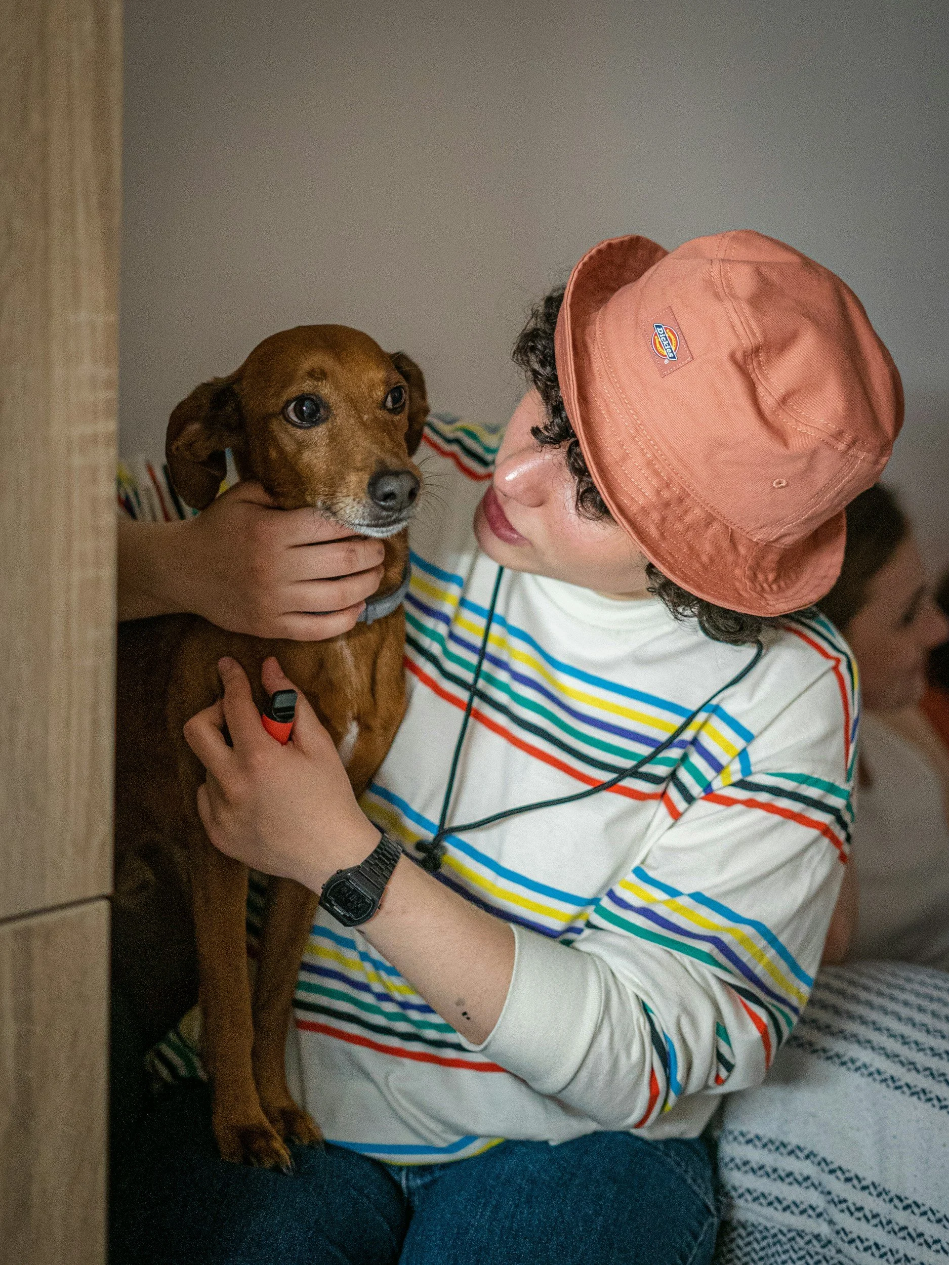 Pet snuggles.