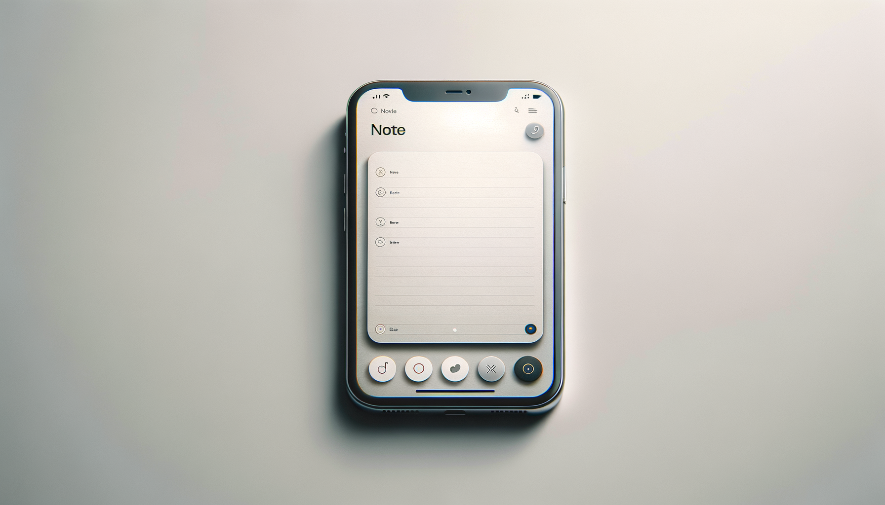 An iPhone displaying a notes app with a handwritten to-do list and several icons at the bottom of the screen.
