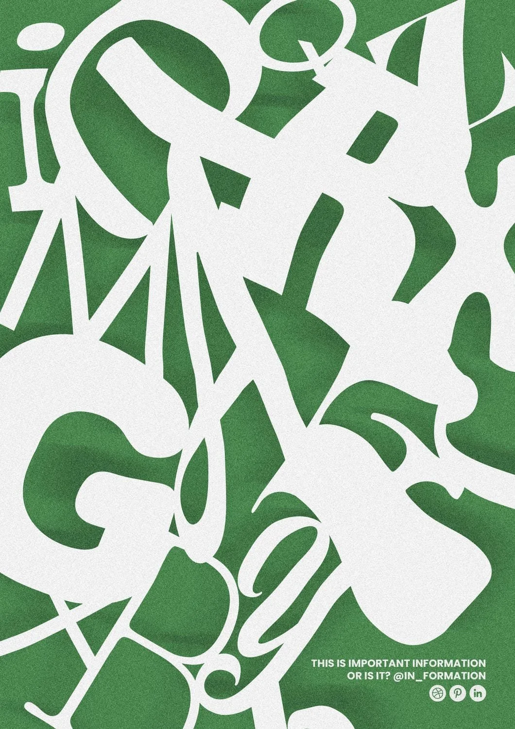 Grüne Seite mit weißen, abstrakten Wellen- und Kreismustern und kleinen Text am unteren rechten Rand.