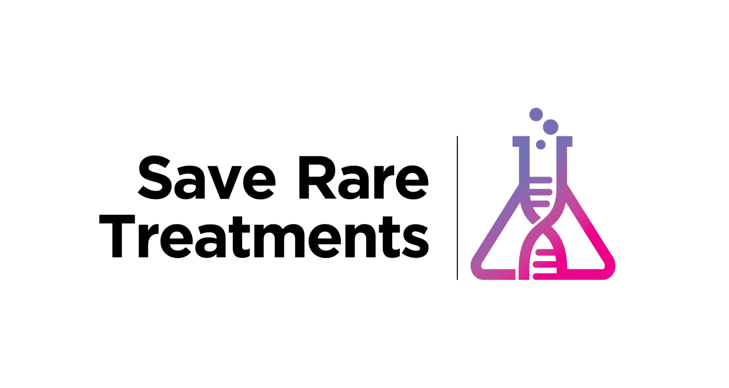 Logo reading 'Save Rare Treatments' with a purple laboratory flask icon.