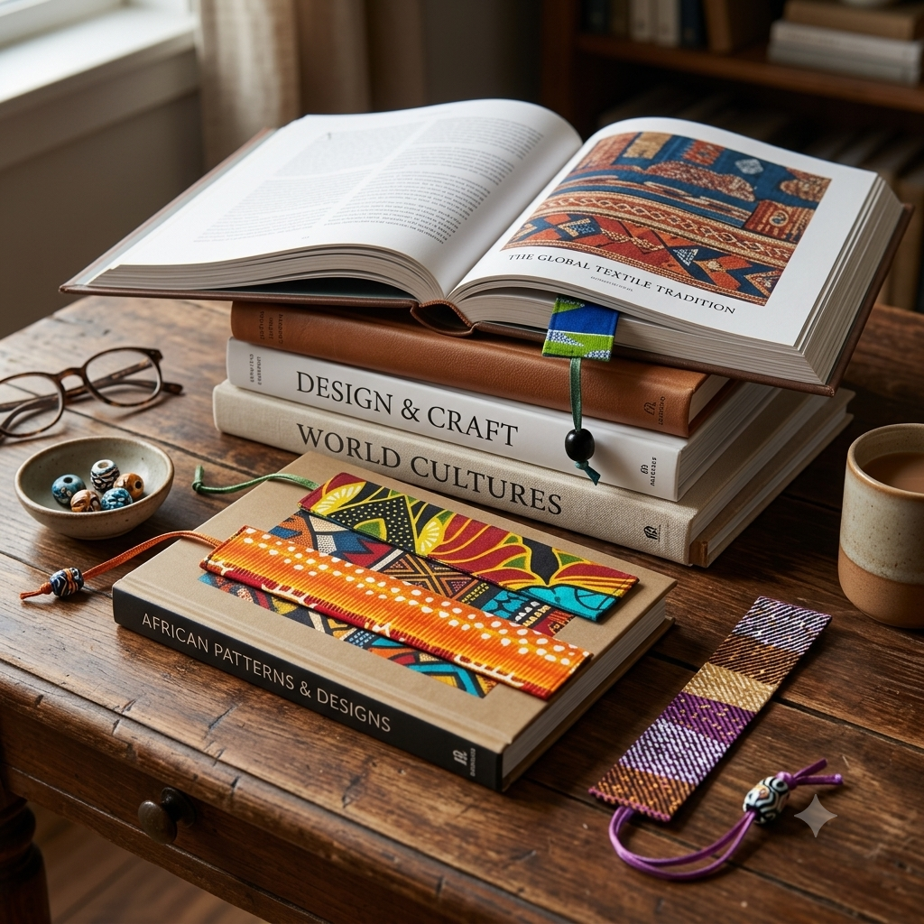 Handmade Ankara Fabric Bookmarks – Vibrant African Print Book Page Markers with Beaded Tassels
