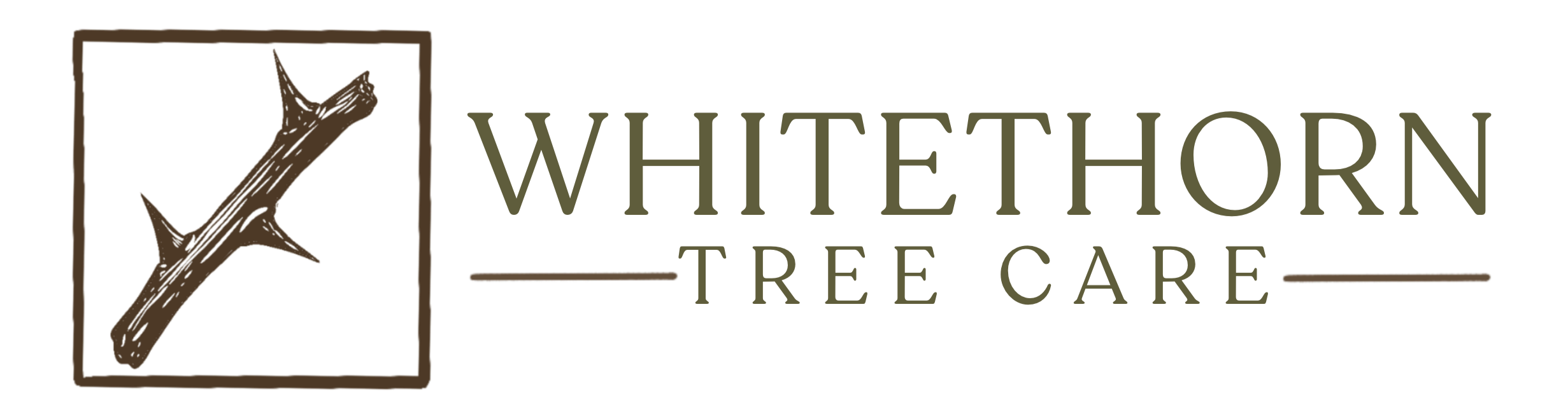 Logo for Whitehorn Tree Care with a stylized tree branch and text.