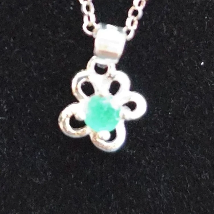 Moonlight Muzo emerald flower pendant necklace