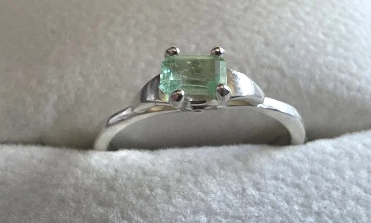Moonlight Muzo emerald solitaire ring in sterling silver