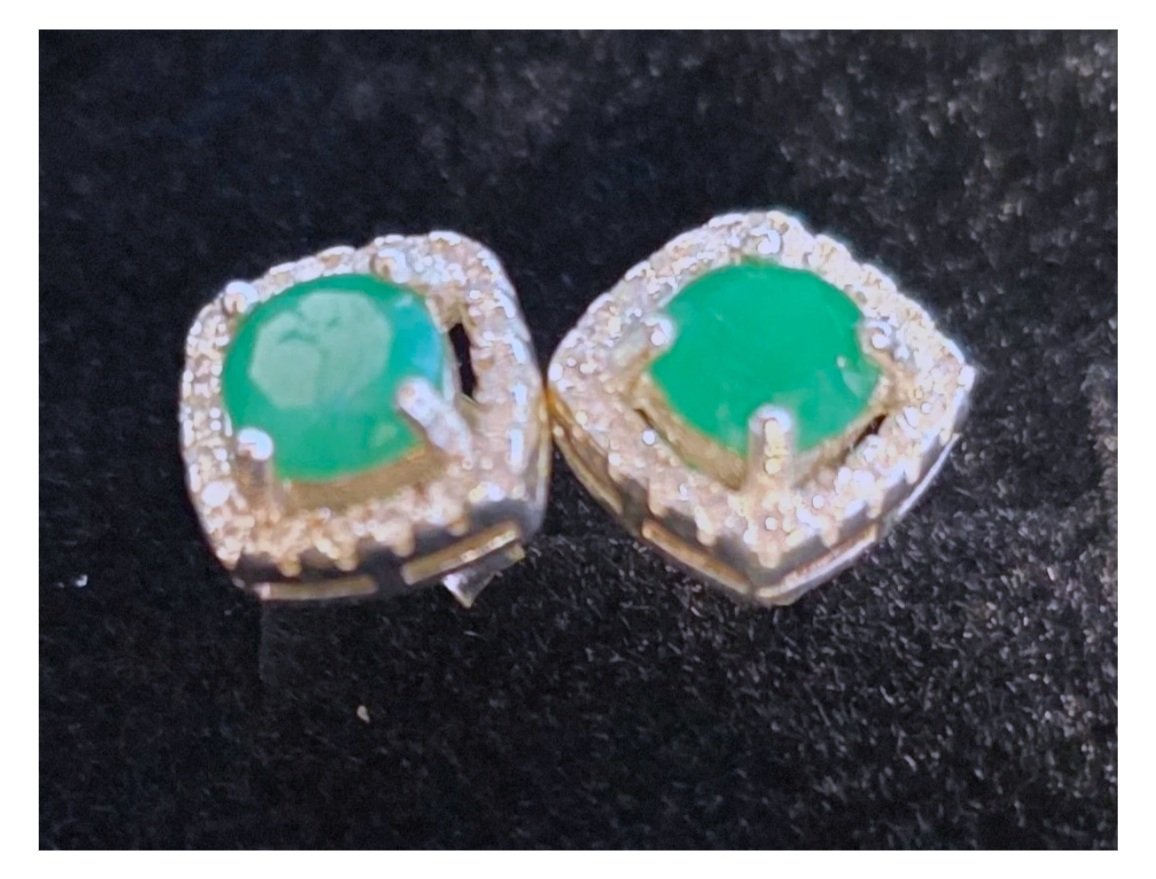 Moonlight Muzo Square Emerald Halo Stud Earrings – .925 Sterling Silver