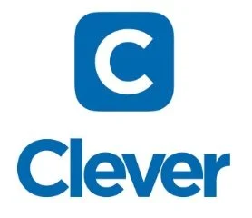 Clever logo with a blue rounded square containing a white letter 'C' above the word 'Clever' in blue font.