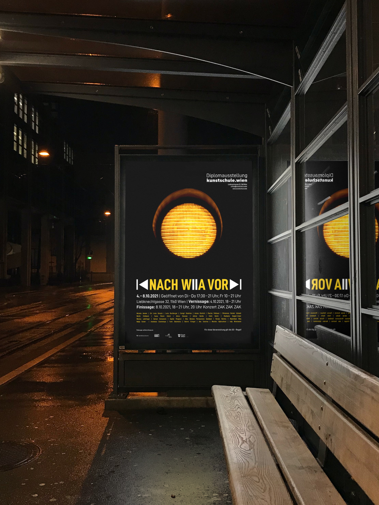 Plakat "Mockup Nach Wiia Vor", Diplomausstellung der Kunstschule Wien