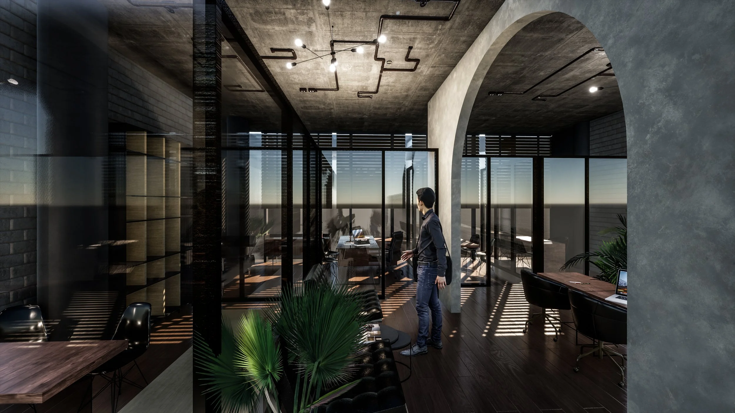 Render arquitectónico de Oficinas Colibrí