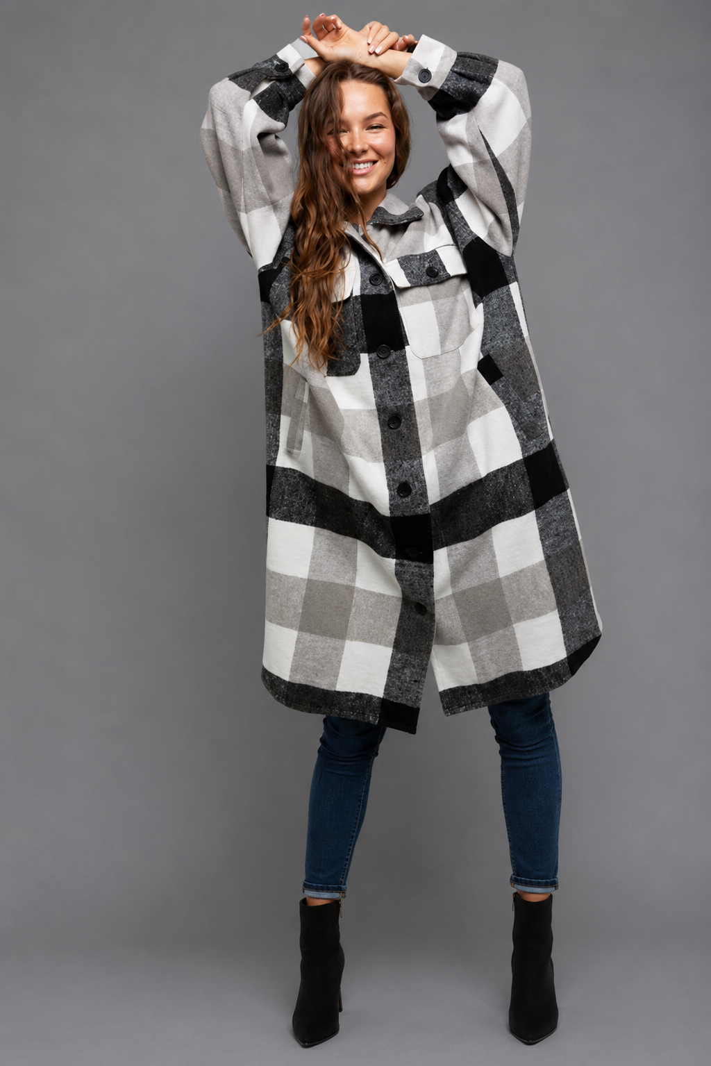 Oversized Plaid Shacket Coat
