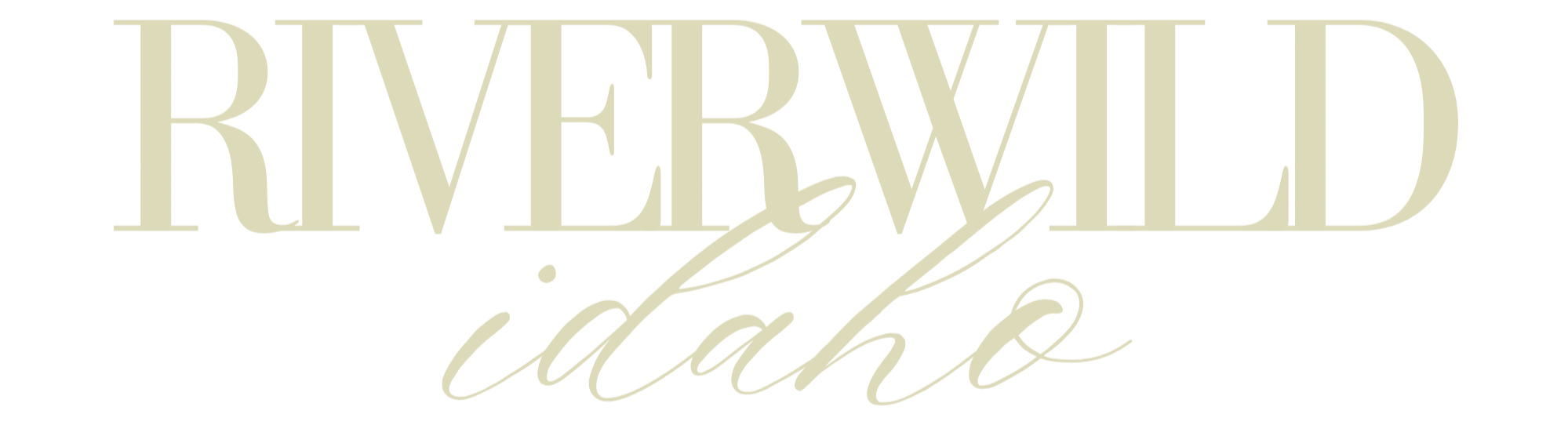 Stylized text that reads "Riverwild Idah" with "Riverwild" in large uppercase font and "Idah" in cursive script beneath it.