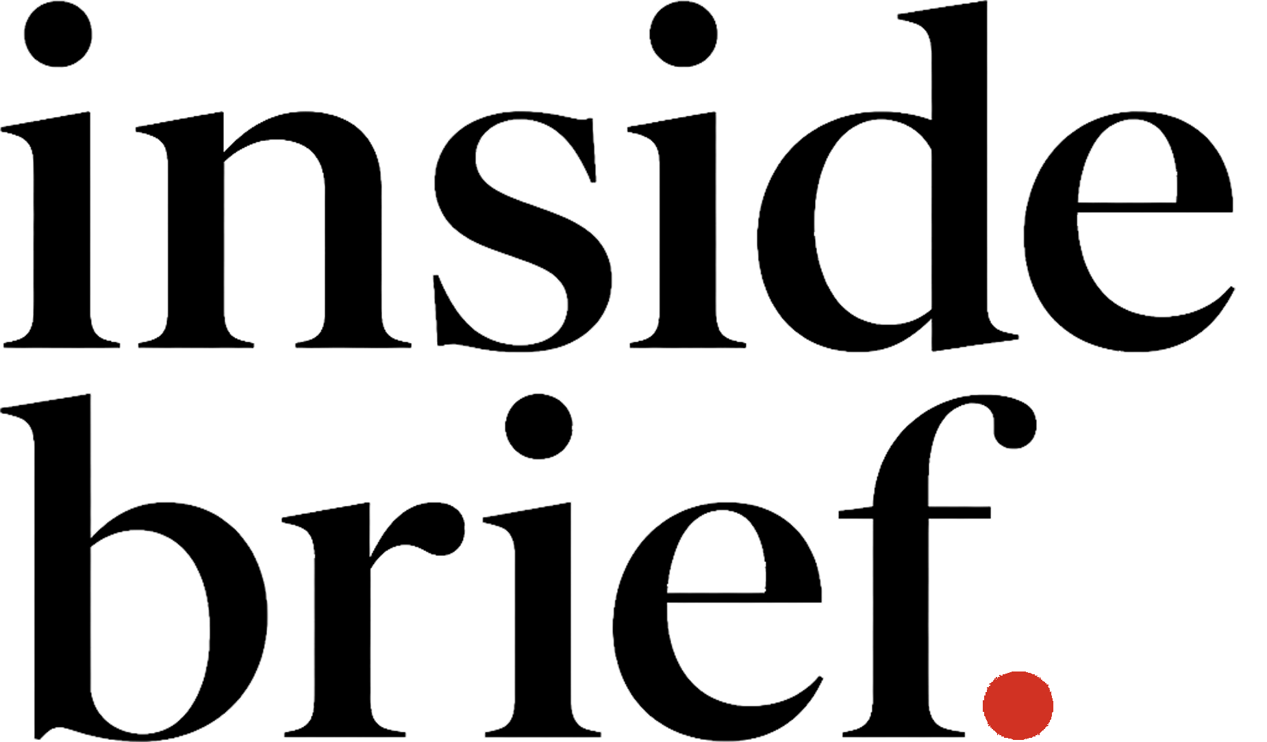 Inside Brief black serif typographic logo with red fullstop.