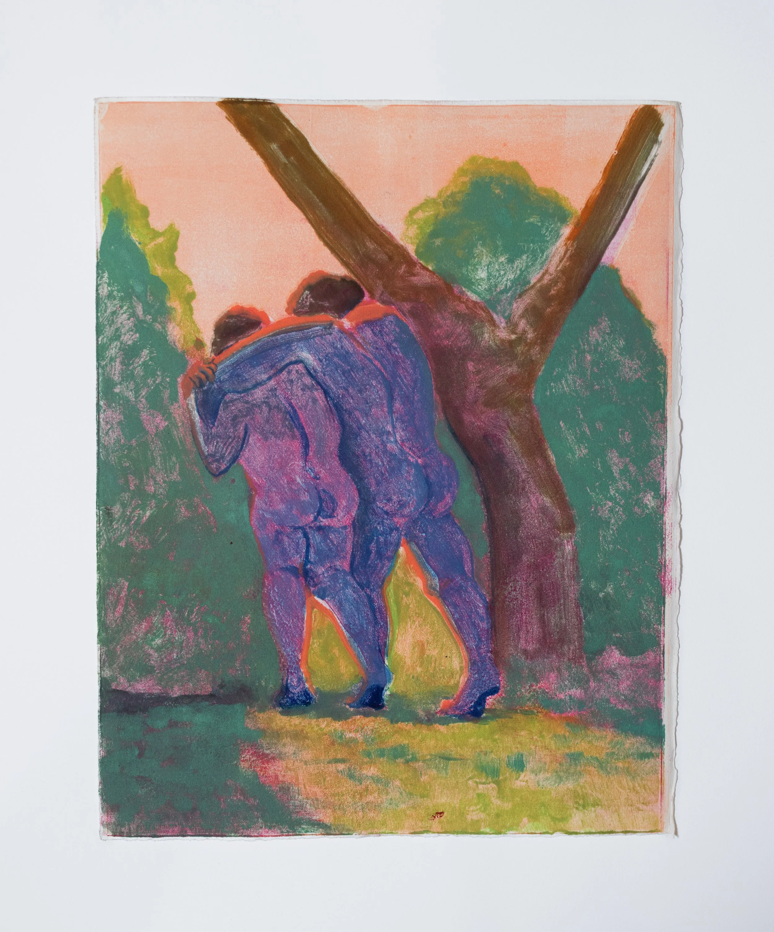 Put Your Weight on Me (Study), 2025, monotype on paper, 11x14 in.