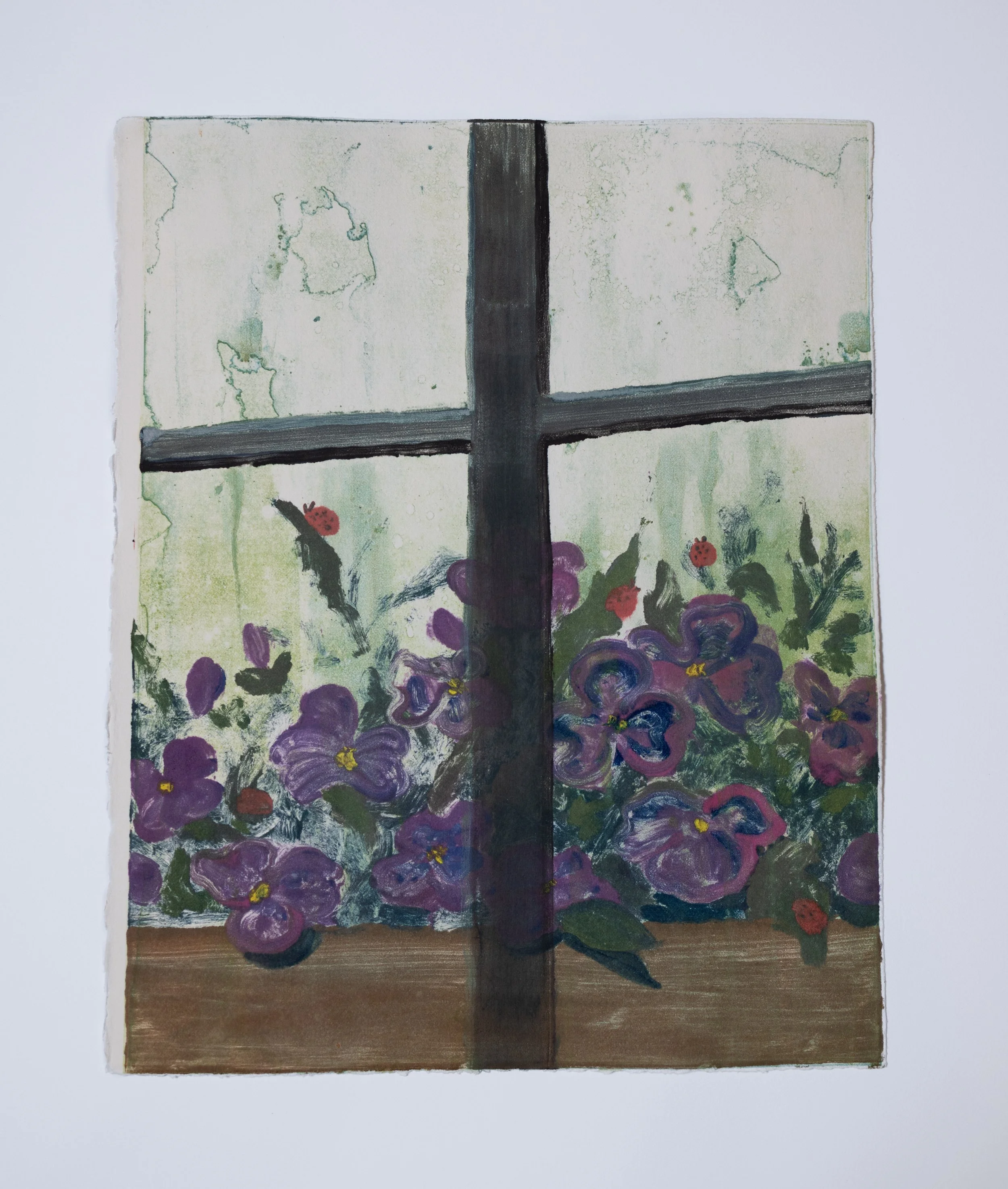 Untitled (Pansies), 2025, monotype on paper, 11x14 in.