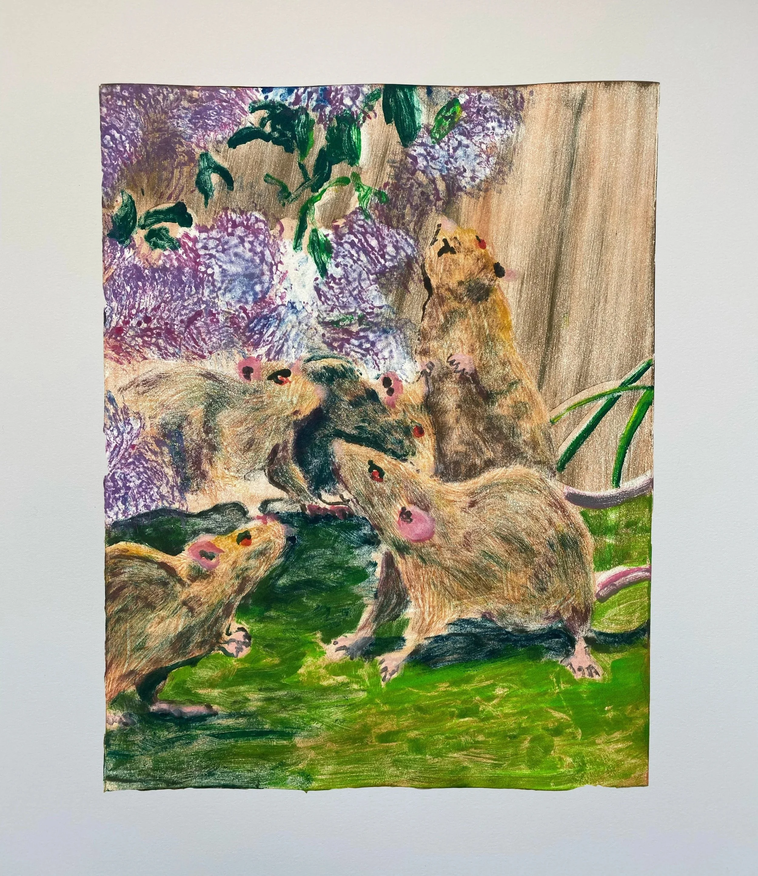 Infested, 2023, monotype on paper, 11x14 in.