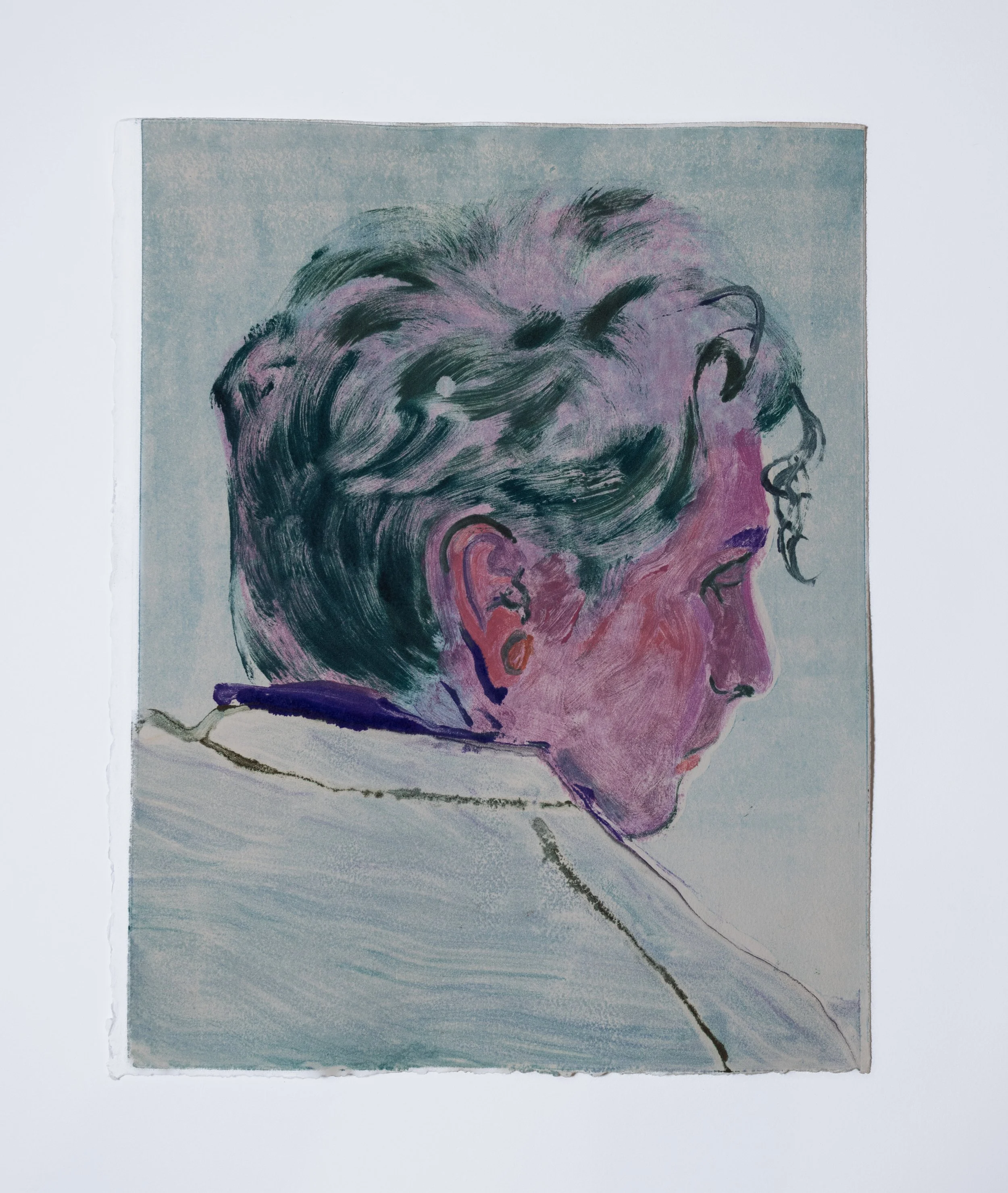 Portrait in Pink, 2025, monotype on paper, 11x14 in.