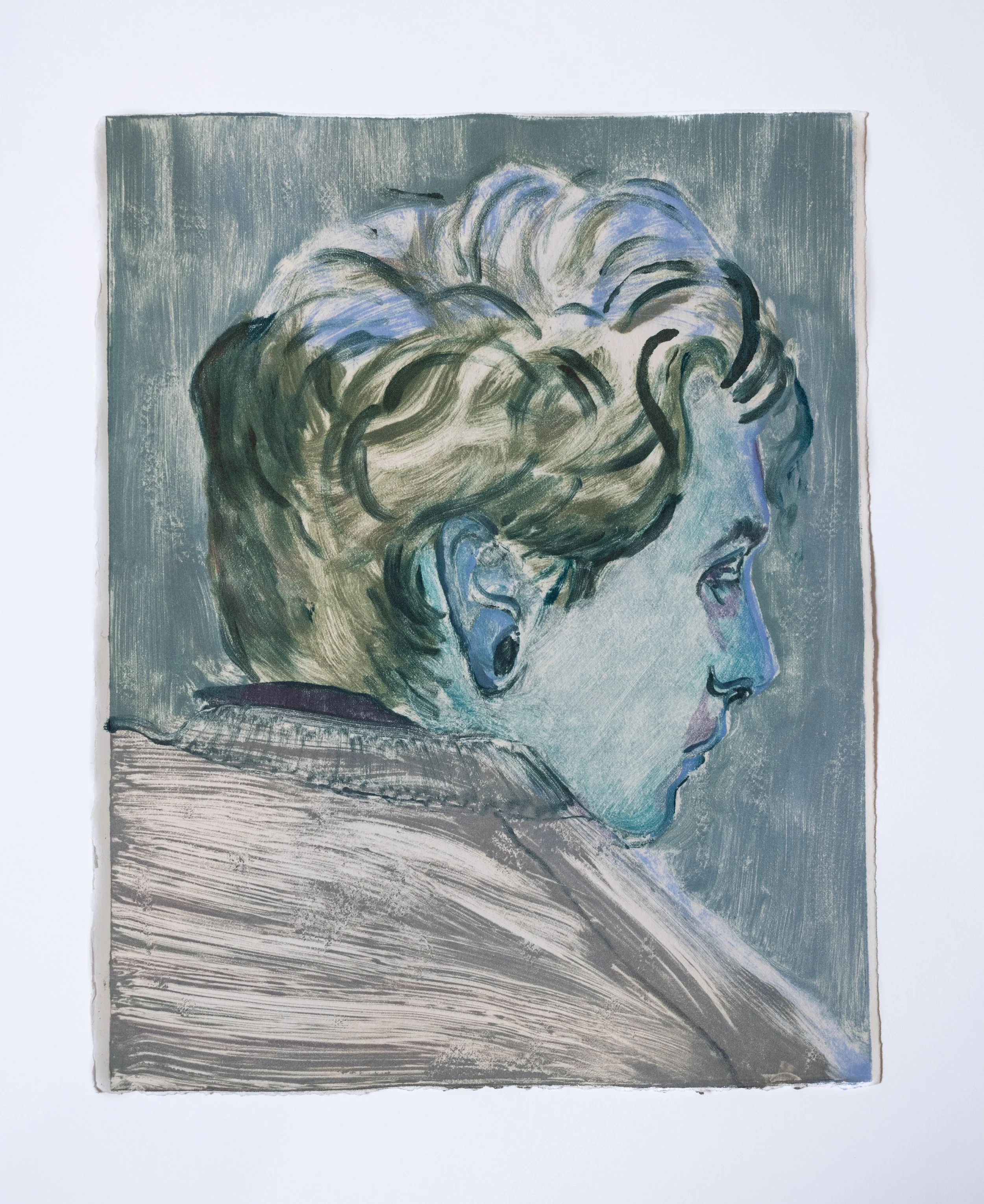 Portrait in Blue, 2025, monotype on paper, 11x14 in.